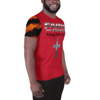 Image 1 of Men's athletic t-shirt (Faith Fearless) Riding with Christ