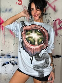 Image 3 of “EYE ROLL” CUSTOM PAINTED PULLOVER SWEATSHIRT LARGE