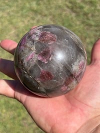 Image 8 of Pink Tourmaline & Smoky Quartz Sphere | #2968