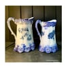 Pair of Antique 19th blue and white china jugs
