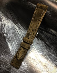 Image 2 of Moss Green Reversed Suede box stitched watch strap 