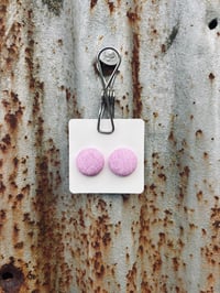 19mm ~ Stressed Pink Button Earrings
