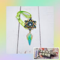 Rainbow Sherbet Raven Skull Snowflake Ornament