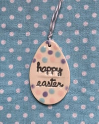 Image 12 of Pastel Polka Dot Happy Easter Egg Hanging Decoration