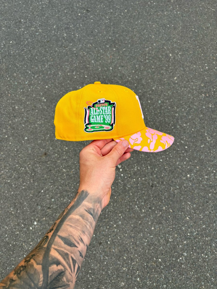 Yellow Pink Lemonade Fitted Hats Hat Club Pink Lemonade