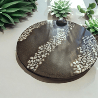 Image 1 of Handmade Decorative Tray with Italian Pebble Inserts, 36cm