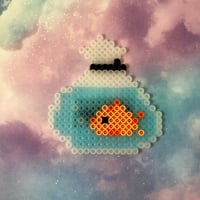 Fishy Perler Kandi Fridge Locker Magnet