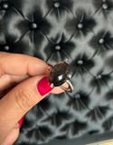 Superbe bague de créateur en argent massif avec quartz fumé serti, vintage, taille 49-50