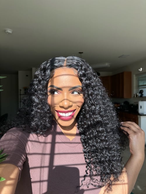 Image of 24 inch CURLY GLUELESS LACE CLOSURE WIG BREATHABLE CAP