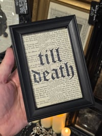 Image 2 of "TILL DEATH" 1800's bible page with preserved spider web 