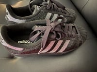 Image 3 of Adidas Superstar Crytal Sneakers Black Silver Size 8 