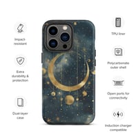 Image 22 of Blue and Gold Celestial Moons Design Tough Case for iPhone®