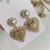 Big Love Heart Earrings Gold Color Metal Geometric For Women Girls
