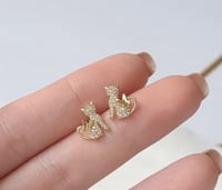 Image 4 of Rhinestone Cat Earrings
