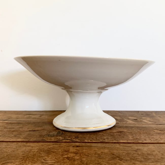 Antique porcelain white and gold tazza