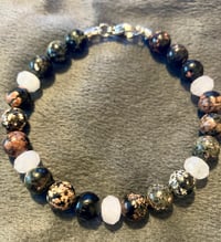 Image 2 of Mexican Red Snowflake Obsodian and Faceted Rose Quartz - Size 7.5