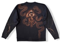 Image 2 of “HOOT” CUSTOM BLEACH PAINTED PULLOVER SWEATER LARGE