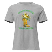 Image 6 of Women's Relaxed T-Shirt, Wildflowers Wild Horses Cowgirl Western Boot Sunflowers Tee