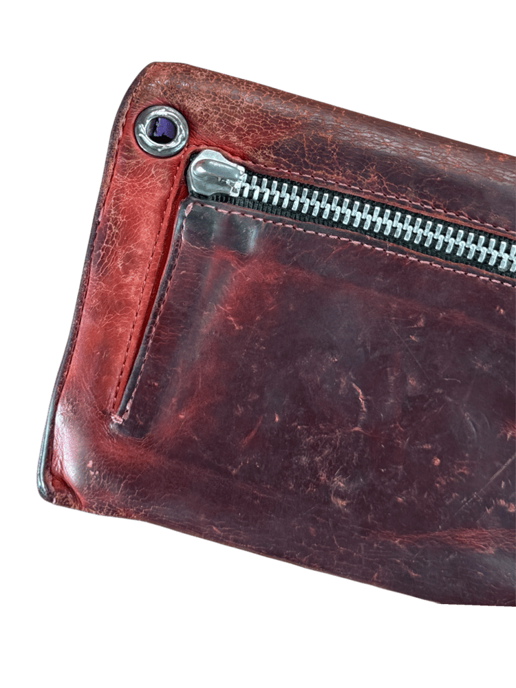 Image of Chrome Hearts Red Leather Trifold Wallet