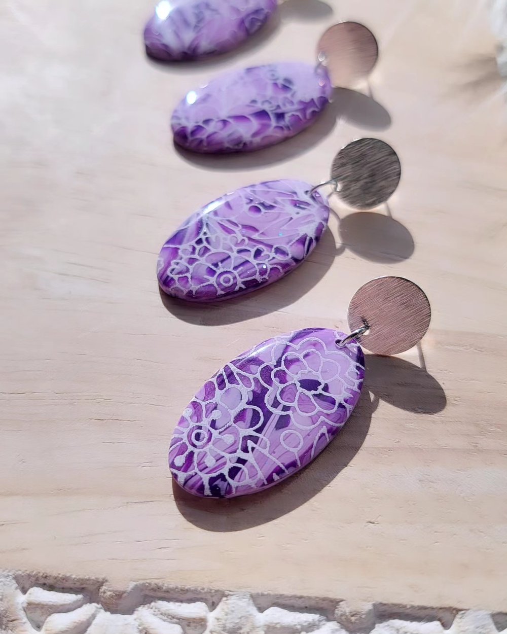 Image of Purple Swirl Oval Dangle