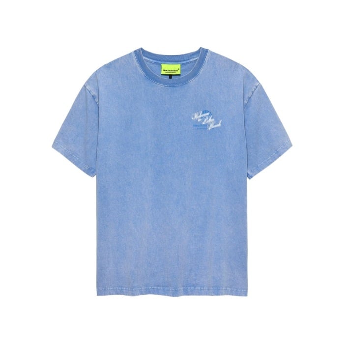 Image of NEW AMSTERDAM SURF ASSOCIATION WELCOME TO PALMBEACH TEE BLUE