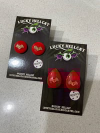 Image 1 of Select Circle or Teardrop Bat Earrings 