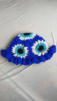 Image 1 of CROCHET EVIL EYE BUCKET HAT