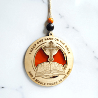 Image 2 of Dont Tread on Me with Bible wood with acrylic Christmas ornament, customizable , double-sided