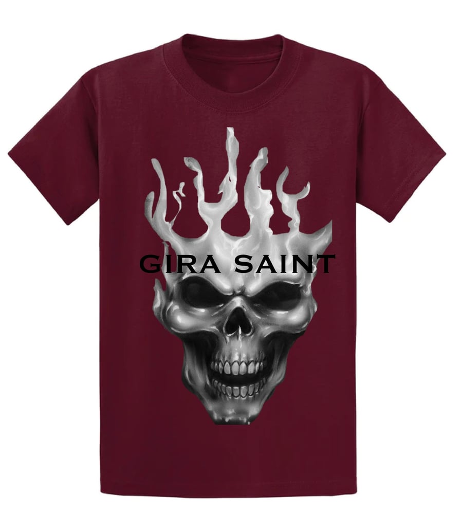 Image of Burgundy Ghost Skull T-shirt