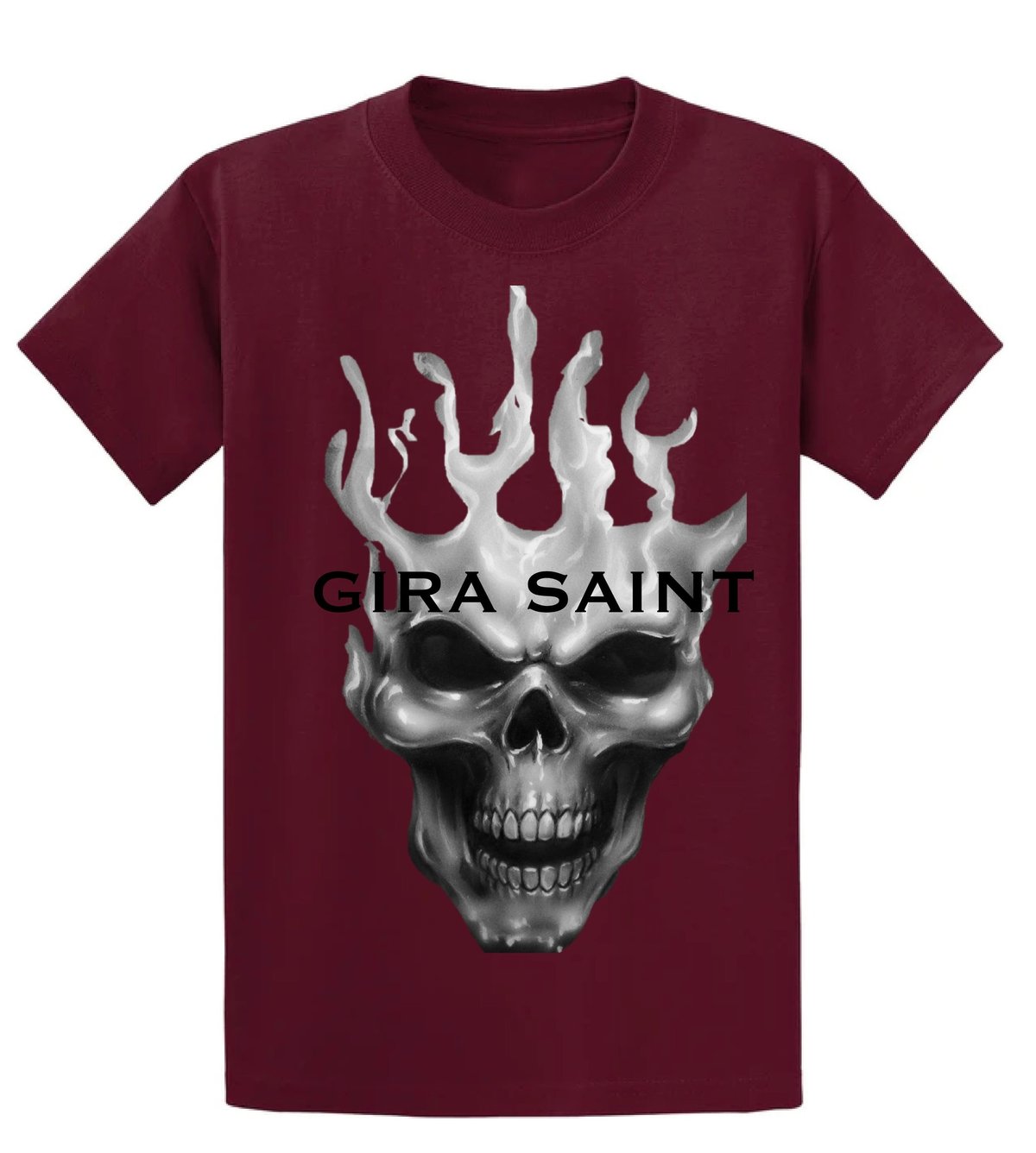 Image of Burgundy Ghost Skull T-shirt 