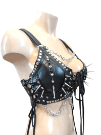 Image 2 of Black spike and chain bralette 