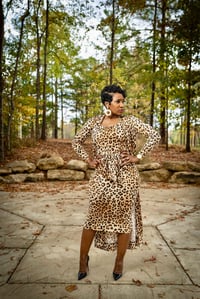 Image 1 of Cheetah Print Cardigan Dress Set w/front tie