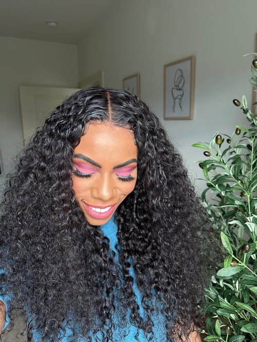 Image of 26 inch CURLY 5x5 LACE CLOSURE GLUELESS WIG