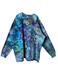 Image 2 of 4XL Unisex Ring Spun Cotton Blend Crew Sweatshirt in Mermaid Watercolor Ice Dye