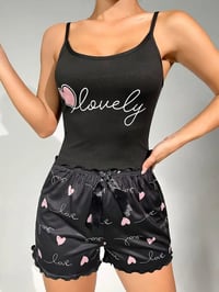 Image 4 of Women's Milk Silk Pajama Set Printed Camisole and Shorts Two-Piece Summer Comfort Homewear Sexy Loun