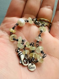 Image 7 of prehnite pearl charm bracelet in 14k and sterling silver