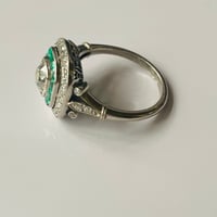 Image 3 of EARLY 20th c EMERALD & DIAMOND RING