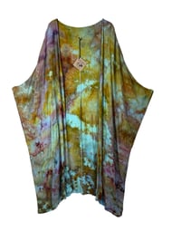 Image 2 of 3X Plus Long Woven Kimono in Earthy Watercolor Ice Dye