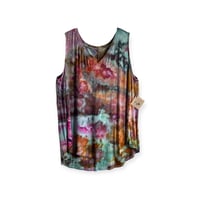 Image 1 of 2XL Luxe Knit V-Neck Tank in Tropical Watercolor Ice Dye