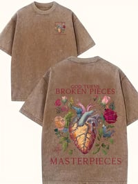 Image 1 of "God Turned Broken Pieces into a Masterpiece" Cotton T-Shirt 