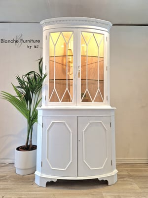 Image of Double Corner Drinks Cabinet in white with Light and Lining