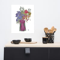 Image 10 of Iris and sweet peas with a fancy knot- Poster Print