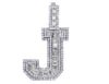 10K White Gold Emerald Cut 3.5 CT Diamond Initial J Letter 1.8"