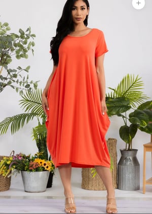 Image of Crystal (Orange) SHORT SLEEVE MIDI DRESS