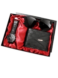 Image 1 of Men’s Classic 3-Piece Gift Set – Quartz Watch, Glasses & Wallet (Black)