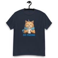 Image 4 of Cat-puccino Cozy Cat Coffee Graphic Unisex T-Shirt