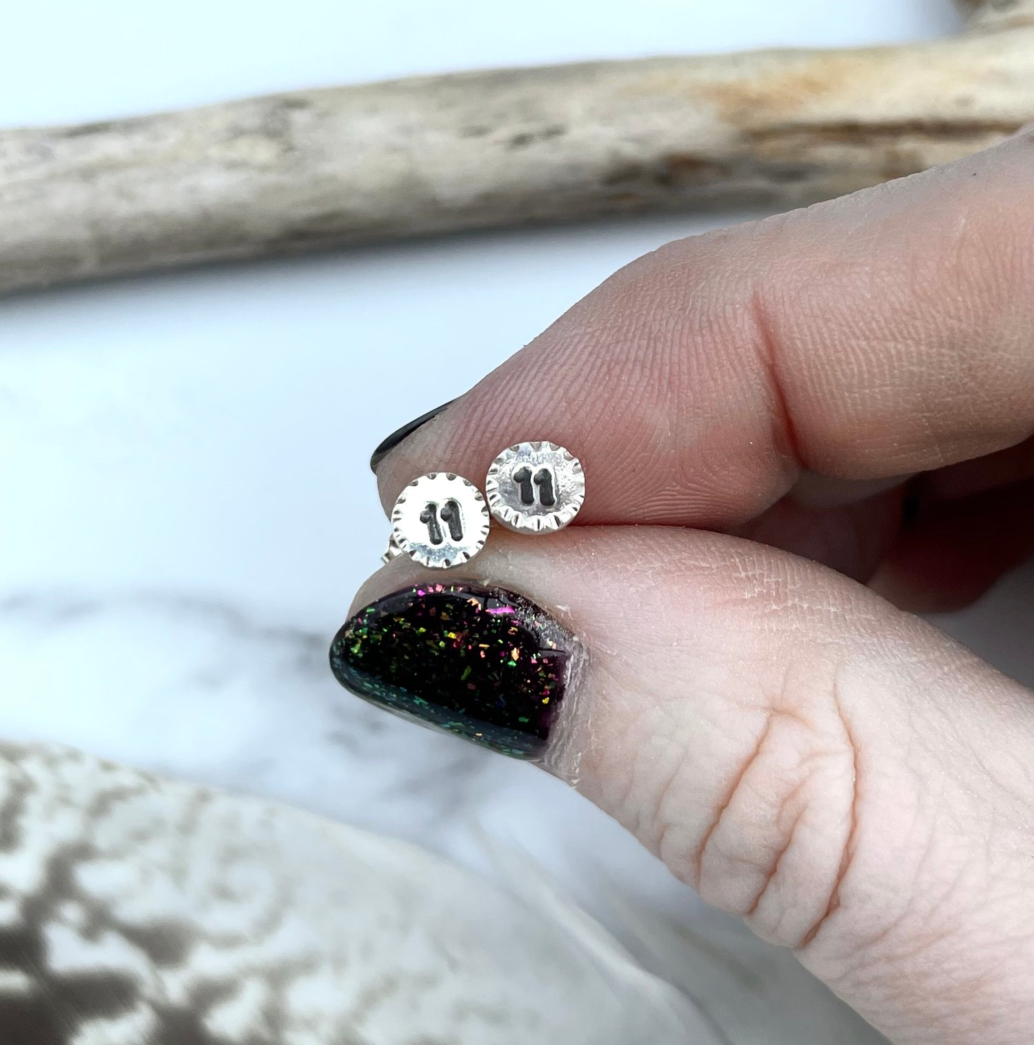 Image of Handmade Sterling Silver 1111 Stud Earrings 925