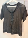 BLACK MESH RUFFLE TOP 