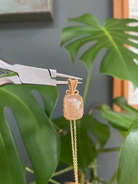 Image 5 of Gold Flower Agate Rectangle Crystal Necklace