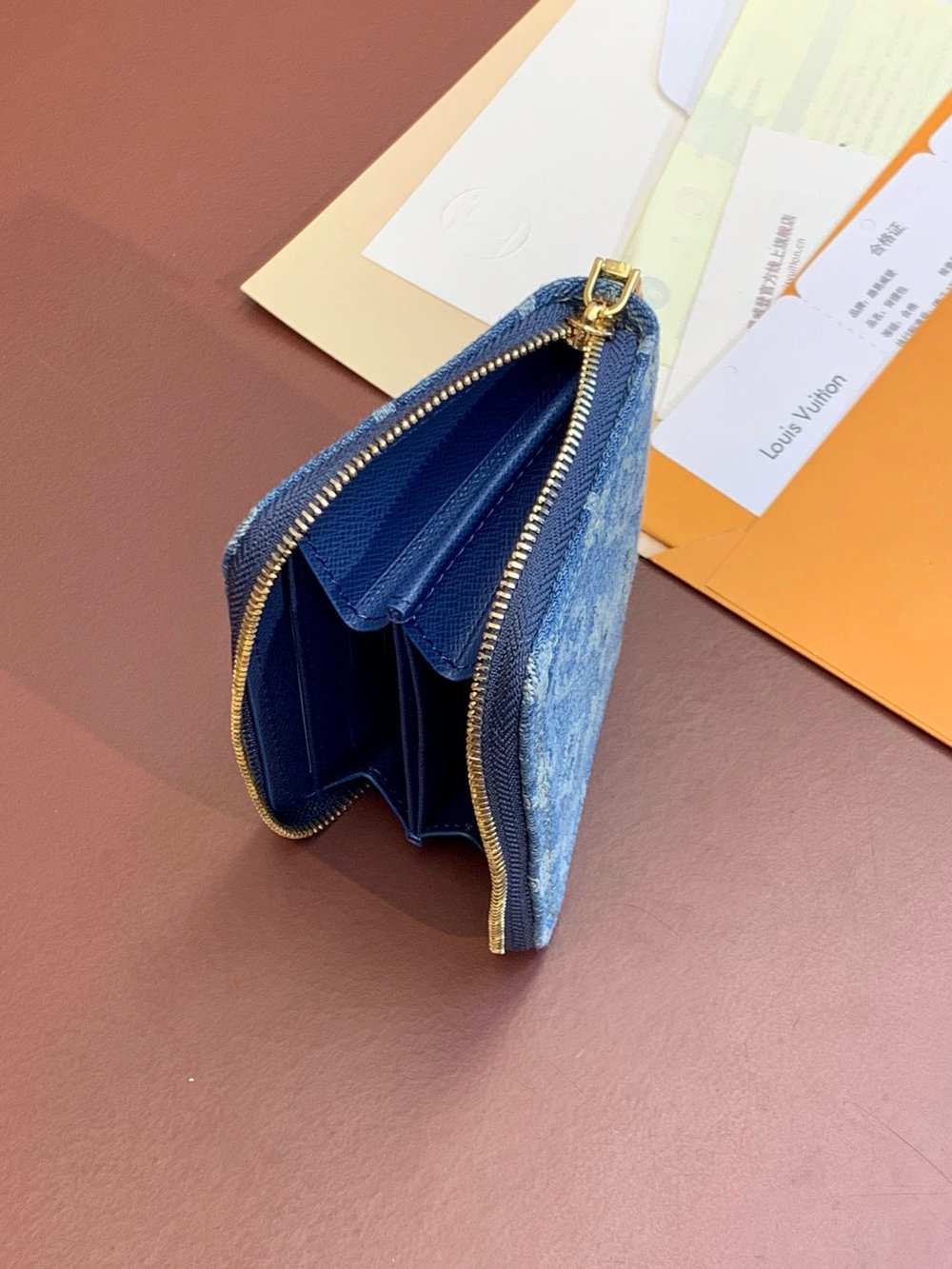 LV Denim Zipper Wallet